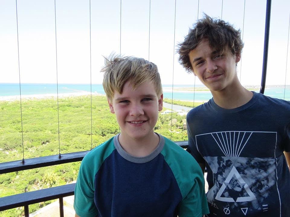 Exchange student Alex and Brady at the top of a lighthouse. Image courtesy of Jenna Schuld.