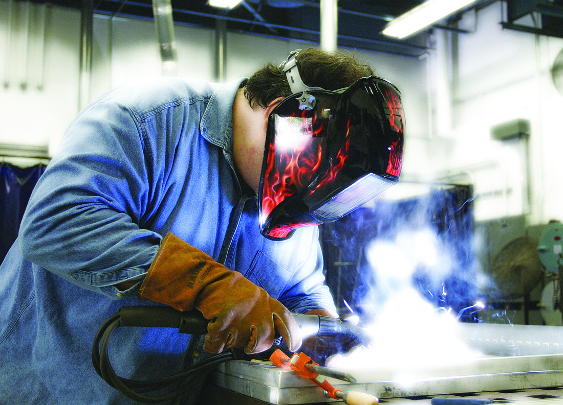 A welding student at Daytona State College. Photo courtesy of Daytona State College.