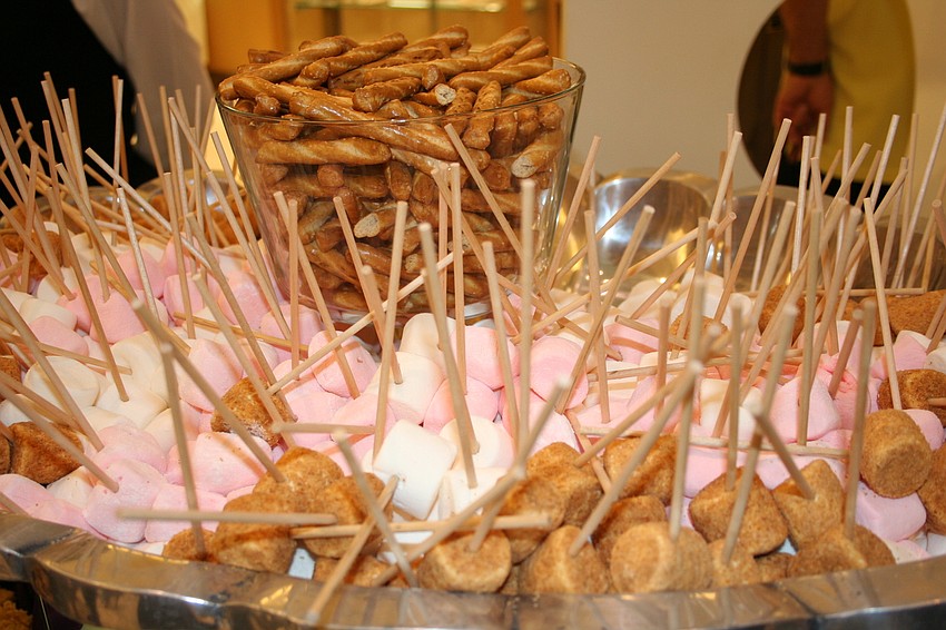 Marshmallows galore  accompanied the chocolate fountain