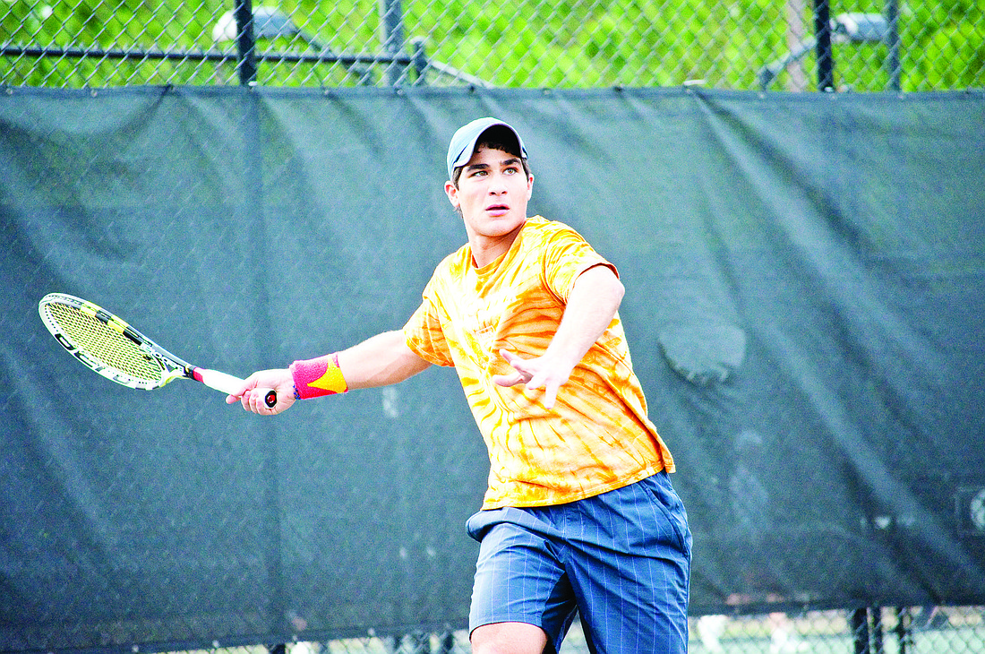 Sam Mkrtyechev won his first match in the Palm Coast Tennis Center's wildcard event. PHOTOS BY SHANNA FORTIER