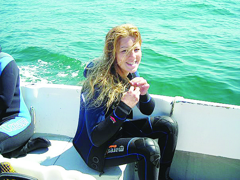 Ilaria Harrach Basnett in 2007 when she was working on an underwater archaeology project, in Italy. COURTESY PHOTOS