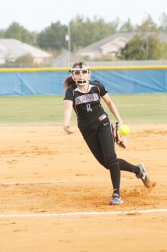 Matanzas sophomore pitcher Gabrielle Prickett tossed a no-hitter Tuesday, Feb. 15, against Atlantic. Prickett had 11 strikeouts, leading the Lady Pirates to a 9-2 victory. PHOTO BY ANDREW O'BRIEN