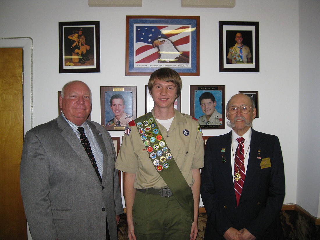 Mayor Jon Netts, Christopher Van Buren and Elk Charlie Cohen