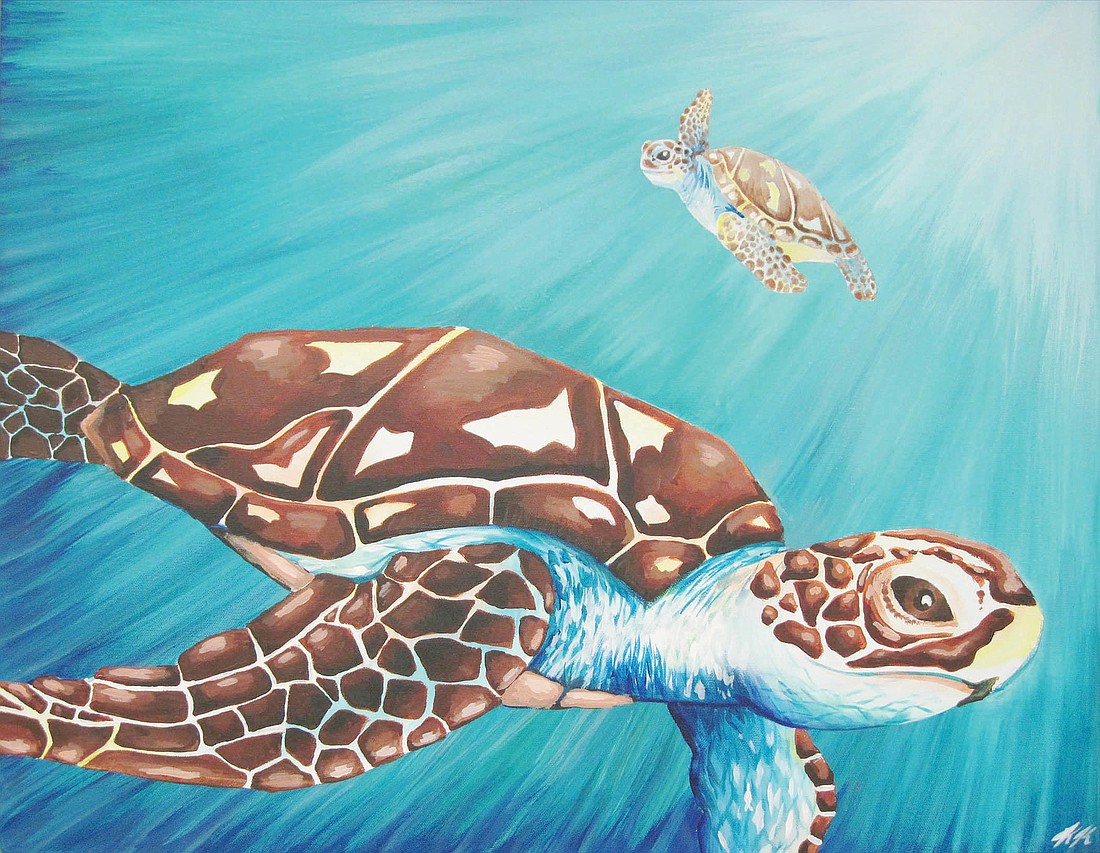 Kelly Kryspin's "Cruisin Waters," an acrylic painting