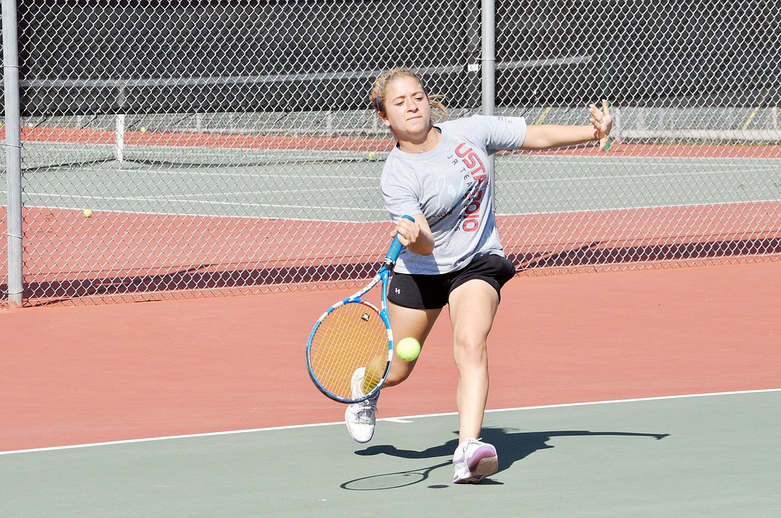 Junior Emily Acierno anchors the Lady Bulldogs tennis team as the No. 1 player. PHOTO BY SHANNA FORTIER