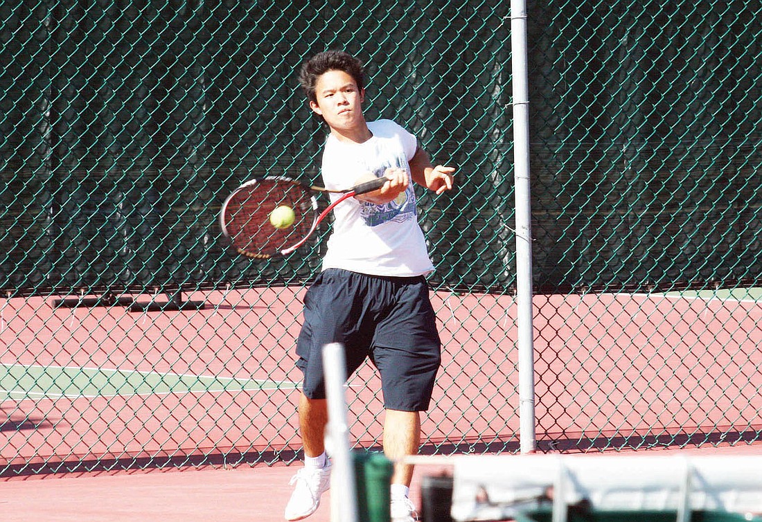 Henry Lao, sophomore, is the team's No. 2 player and teams up with No. 1 player Sam Mkrtychev for doubles.