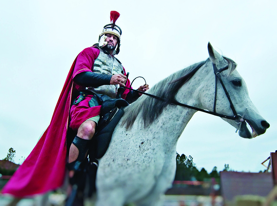 A Roman soldier on a horse stands guard. COURTESY PHOTOS