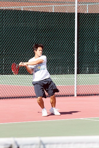 Henry Lao has played the Nos. 1 and 2 spots on the Matanzas Pirates boys tennis team this year. Lao and No. 1 player Sam Mkrtychev have gone undefeated as No. 1 doubles for the second-straight season. PHOTO BY ANDREW O'BRIEN