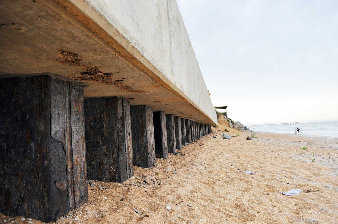 Flagler Beach officials agree that another sea wall like this one will do more harm than good. PHOTO BY SHANNA FORTIER