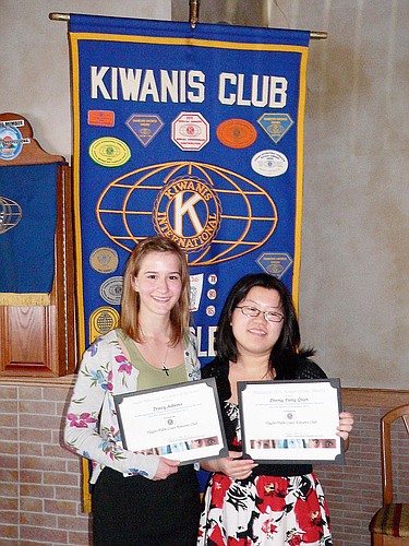 Tracy Adams, FPC, and Zheng Yang Qianm, MHS, were named Kiwanis March Seniors of the Month. COURTESY PHOTO