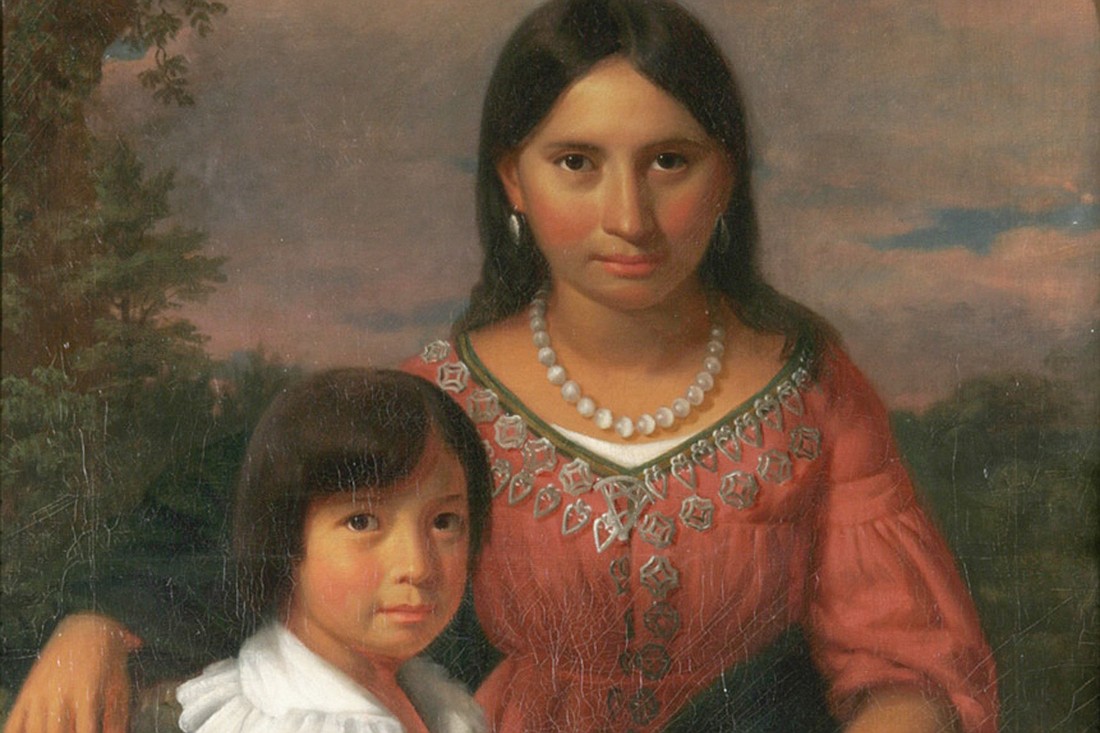 This painting of Pe-o-ka, one of OsceolaÃ¢â‚¬â„¢s two wives, and their son, was incorrectly identified as Pocahontas and her son for more than 160 years.