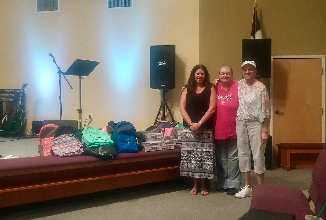 Lisa Davis, teacher at Horizon Elementary School, Sue VanDyke and Lynne Kodey, who bought the supplies. Photo courtesy of Lynne Kodey