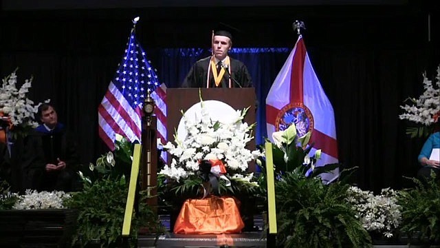 Dalton Price gives his speech as Spruce Creek class valedictorian for the Class of 2016. Photo courtesy of Dalton Price