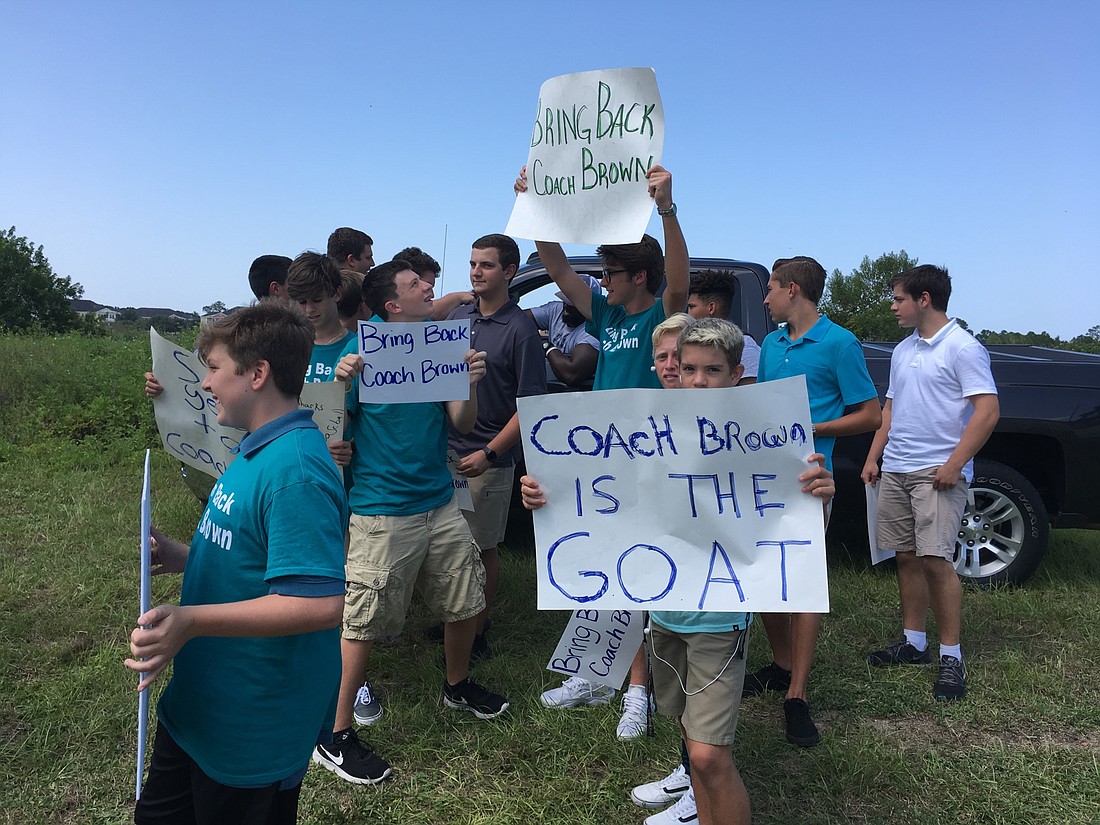 Students protest across from Atlantic High School. Photo by Nichole Osinski