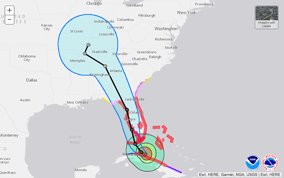 A map showing Irma's potential path. Photo courtesy of the National Oceanic and Atmospheric Administration