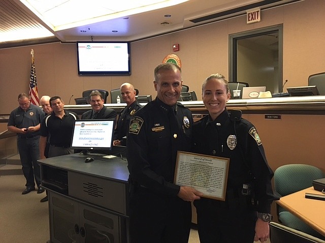 Police Chief Thomas Grimaldi with Officer Kelsie Higham. Photo courtesy of the Port Orange Police Department