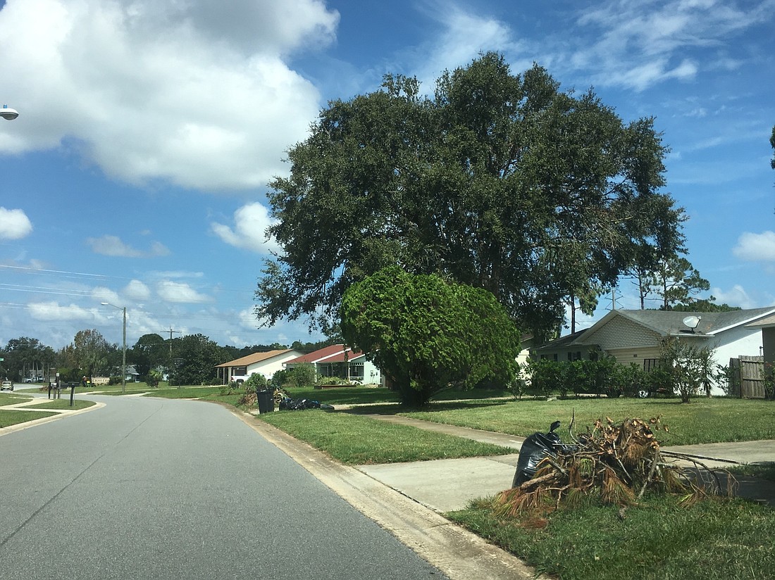 Debris sits outside houses in Port Orange. Photo by Nichole Osinski