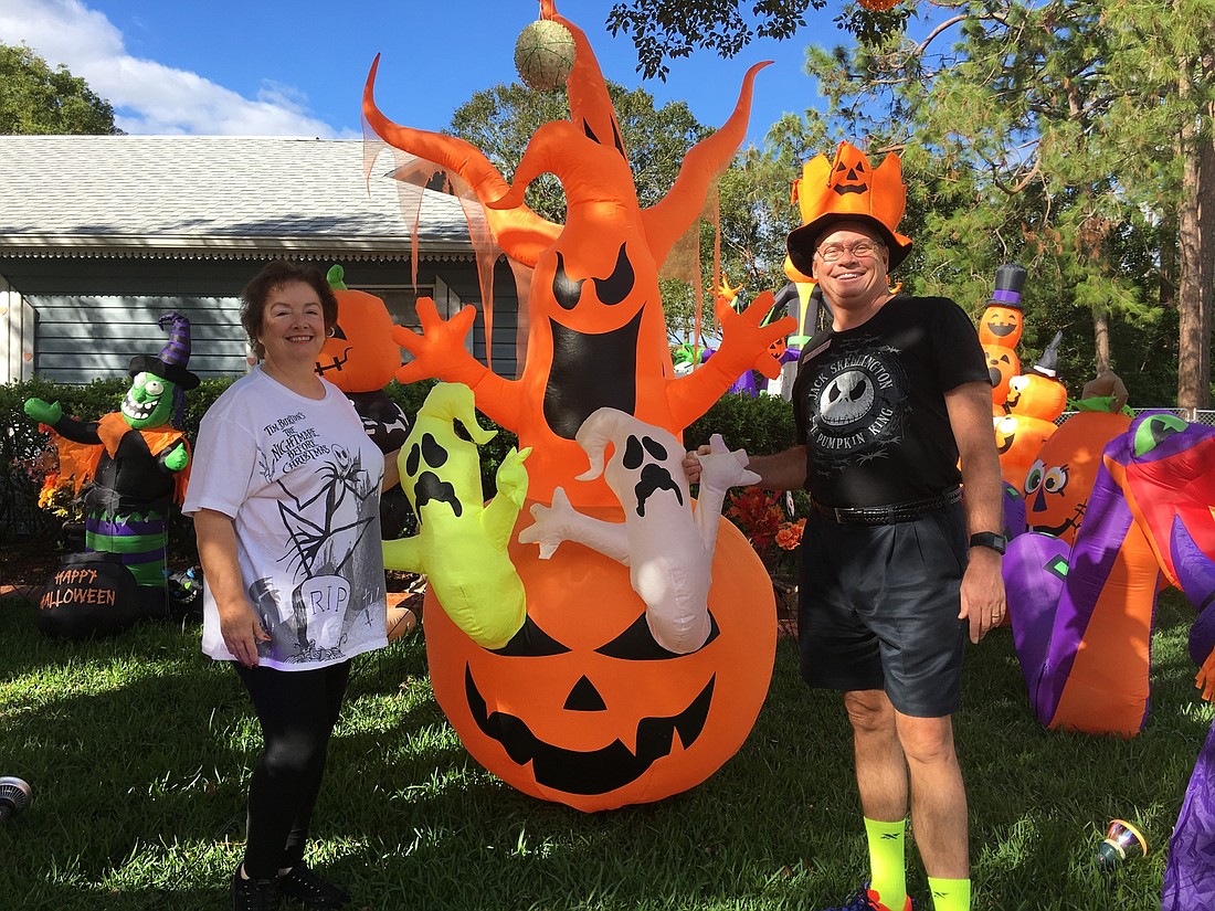 Dawn and Rudi Hoffman with their Halloween decorations. Photo by Nichole Osinski