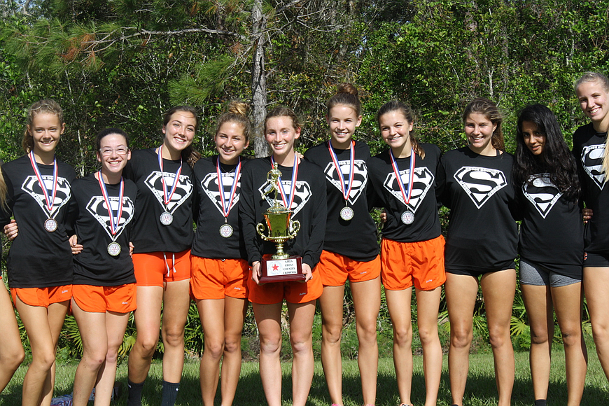 The Spruce Creek girls cross country team won the Five Star Championship at Hagerty High School. Photo courtesy of Kim Cooney