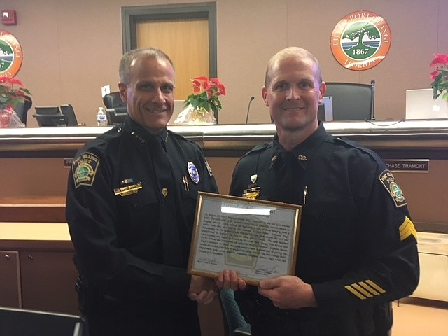 Port Orange Police Chief Thomas Grimaldi and Sergeant Nagy. Photo courtesy of the Port Orange Police Department