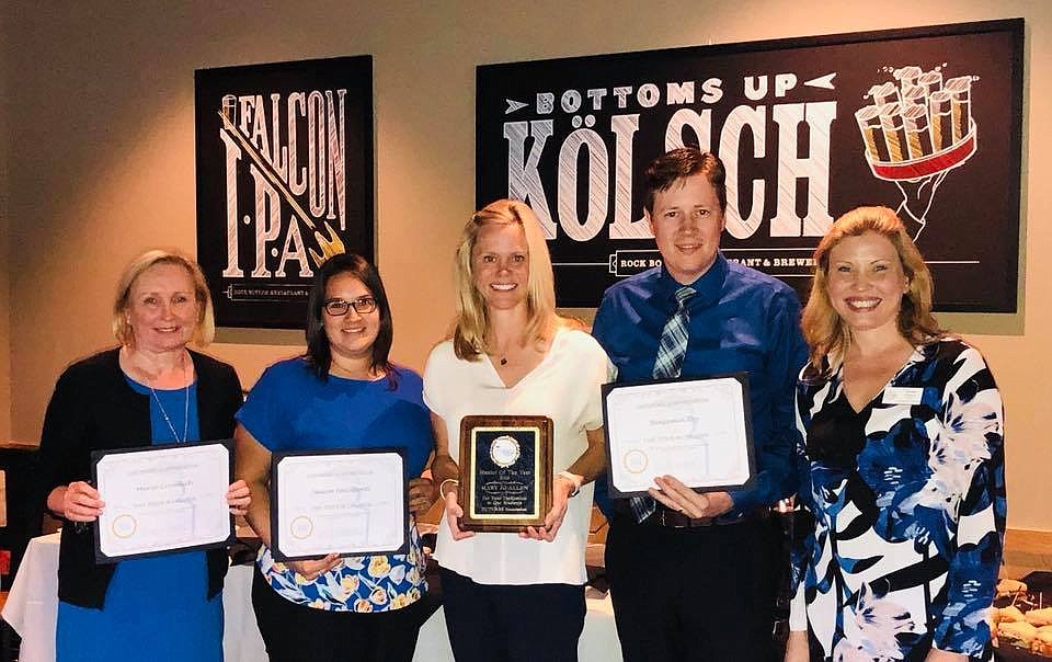 Maria Crumlich, TSIC mentor, Jessica Facciponti, TSIC mentor, Mary Jo Allen, TSIC 2018 Mentor of the Year, Benjamin Eby, TSIC mentor and FUTURES/TSIC College success coach Justine Florez. Photo courtesy of the FUTURES Foundation