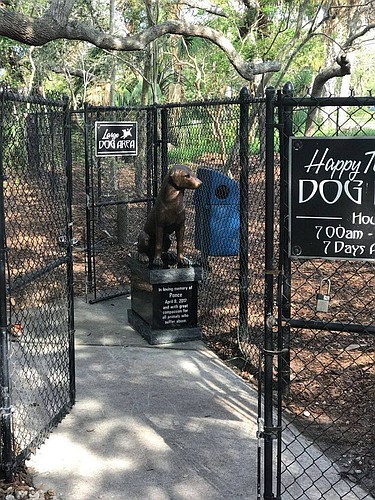 A statue remembering the labrador puppy, named Ponce. Photo courtesy of Debbie Darino