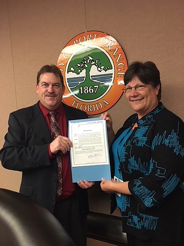 City of Port Orange Mayor Don Burnette and Public Utilities Director Lynn Stevens. Photo courtesy of the city of Port Orange