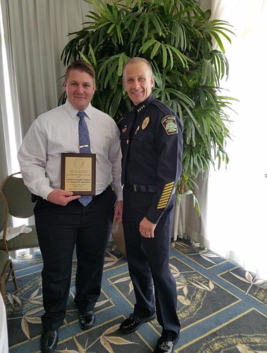 Det. Christopher Bingham and POPD Chief Thomas Grimaldi. Photo courtesy of the Port Orange Police Department