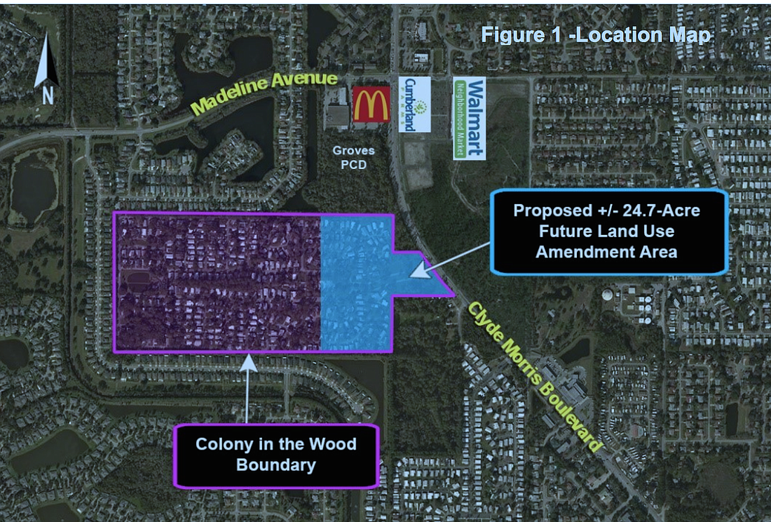 An aerial view of where the change would take place. Photo courtesy of the city of Port Orange