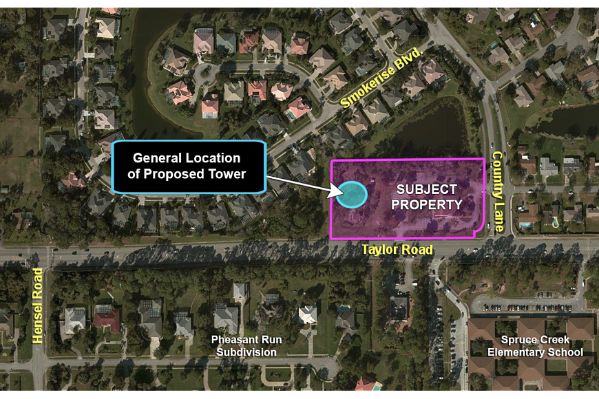 The proposed location of the AT&T cell tower is nestled in a residential area and near schools. File photo.