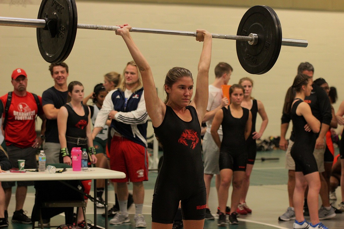 Dessiea Kaler is involved in weightlifting, wrestling and athletic training at Seabreeze. Photo by Jeff Dawsey