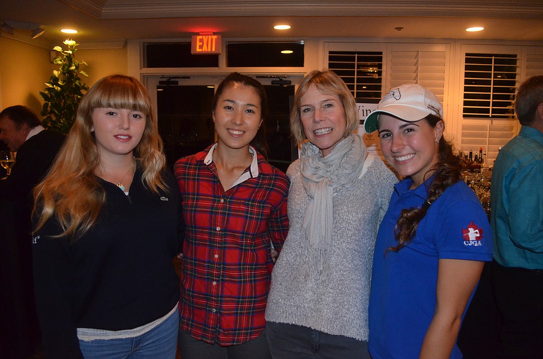 Three Sally golfers are shown with Oceanside Country Club member Carol Chapin, third from left. They are Ludovica Farina, of Italy; Inci Mehmet, of London; and Mariana Ocano, of St. Petersburg and originally from Guatemala.