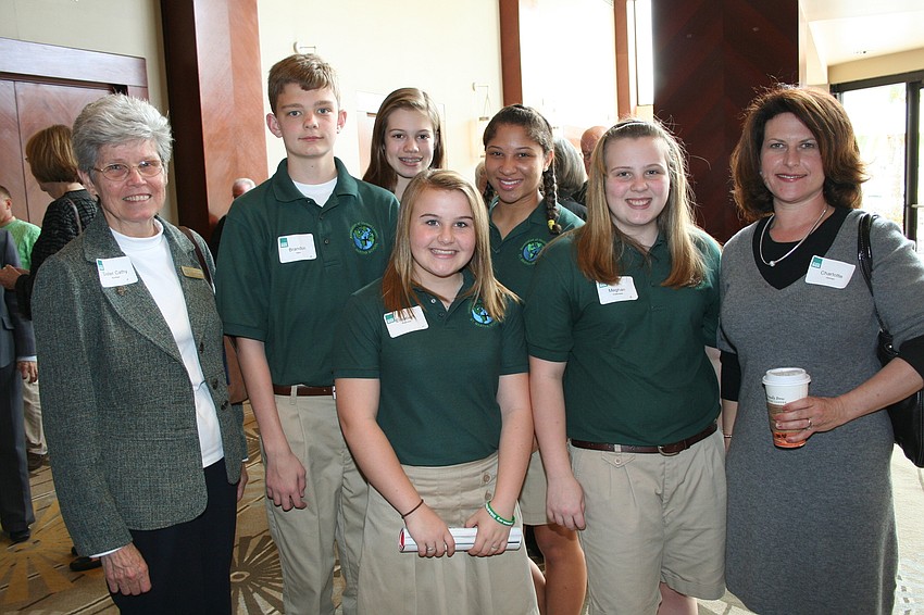 Sister Cathy Bonfield, Brandon Hare, Savannah Savadel, Elizabeth Reynolds, Emily Caldwell, Meghan Grabowski and Charlotte Hinman