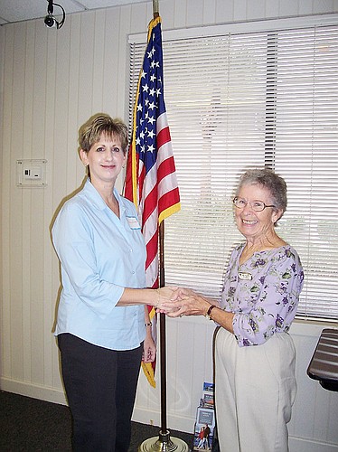 Flagler County AAUW President Theresa Owen and past president Mary Ann Clark. COURTESY PHOTO