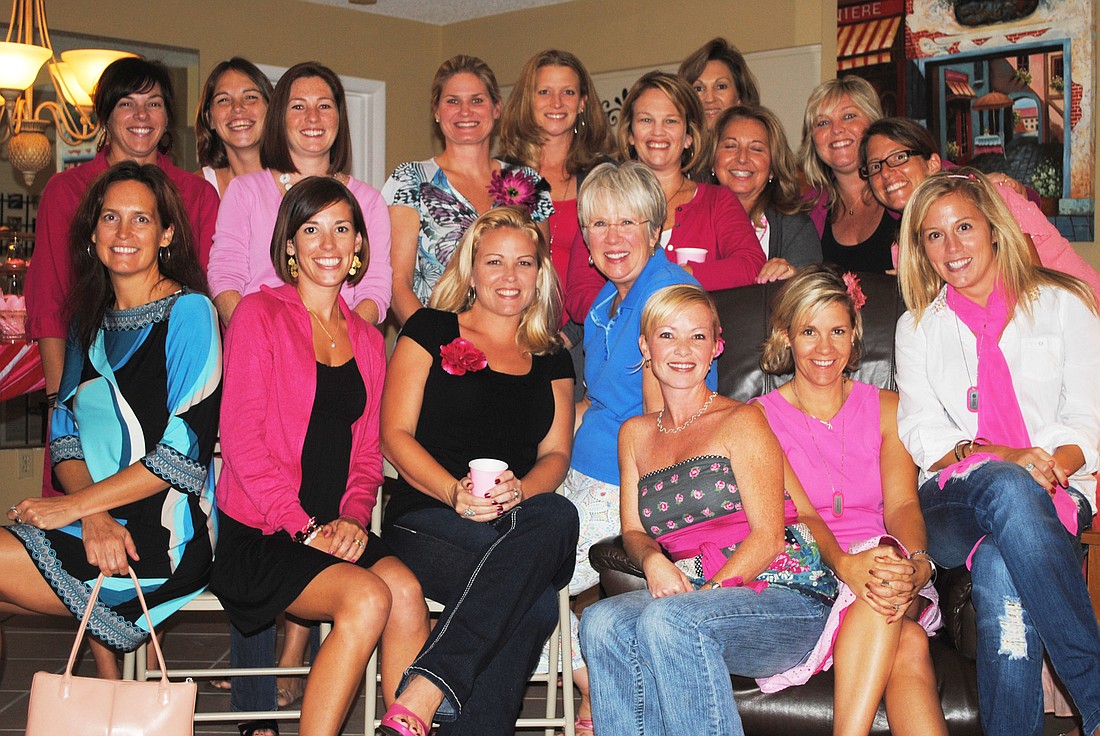 At a Florida Hospital Volusia/Flagler Pink Party, hosted by Jill Butler in Palm Coast, Linda Johnson (center, in blue) learned life-saving information.