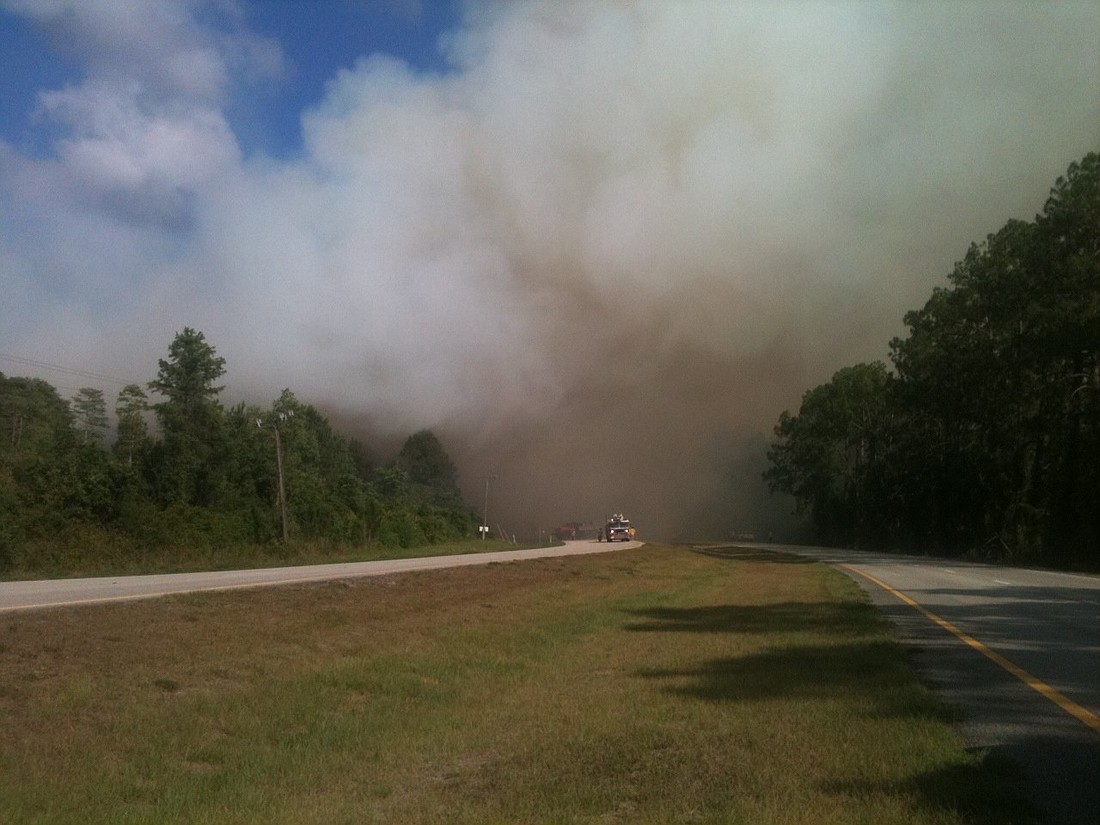 No estimates on the size of the U.S. 1 fire have been recorded.