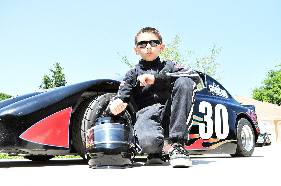Noah Cornman races Bandolero racecares, which go approximately 75 mph.