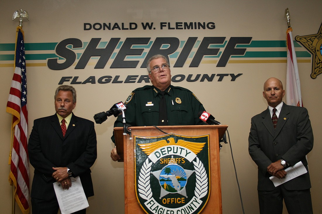State Attorney R.J. Larizza, Flagler County Sheriff Donald Fleming and FDLE Special Agent in Charge Dominick Pape made the announcement July 6, in Flagler.