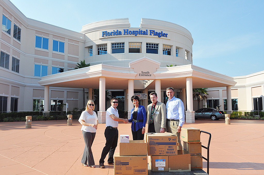 Jaci Beckett; Ryan Centofanti; Florida Hospital Flagler Chief Nursing Officer Ellie Lenkevich; Gary Carter, the hospitalÃ¢â‚¬â„¢s materials management director; and John Subers, foundation and marketing director. COURTESY PHOTO
