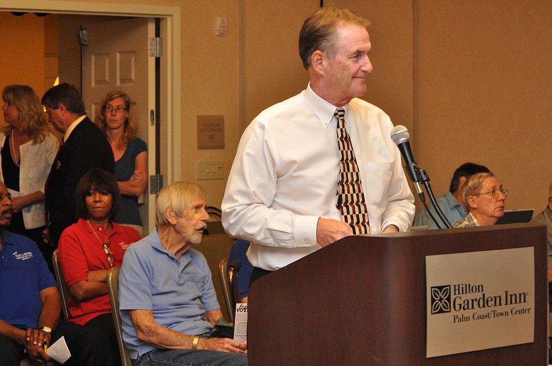 David Ayres, of WNZF, is moderating the forum; more than 160 people are in attendance.