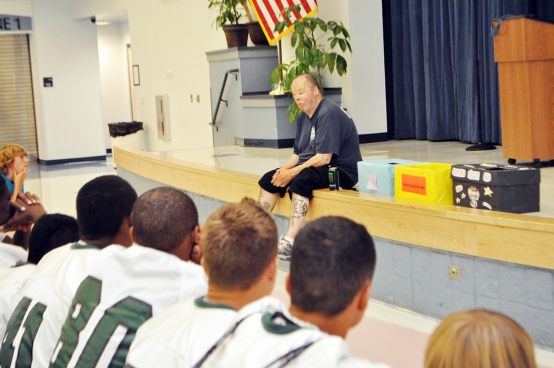 Ian Lennon spoke to the Buddy Taylor Middle School football team about perseverance and teamwork. PHOTOS BY SHANNA FORTIER
