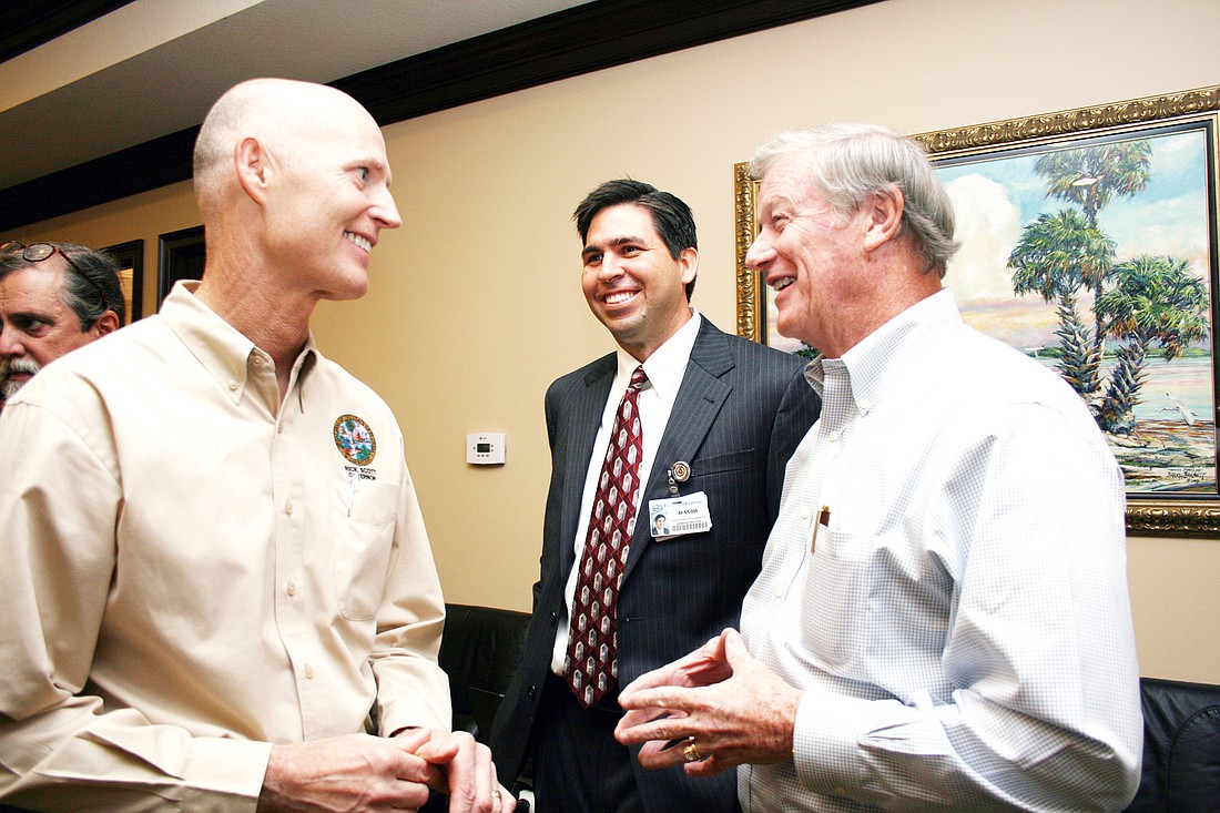 Gov. Rick Scott, Florida Hospital Flagler CEO David Ottati and Sen. John Thrasher