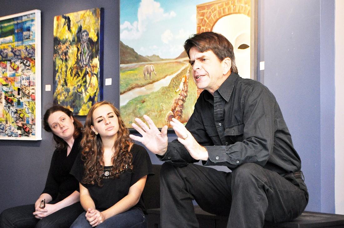 Jonathan Haglund tells about a murder from his characterÃ¢â‚¬â„¢s perspective, as fellow actors Anna Meade and Leana Gardella look on.