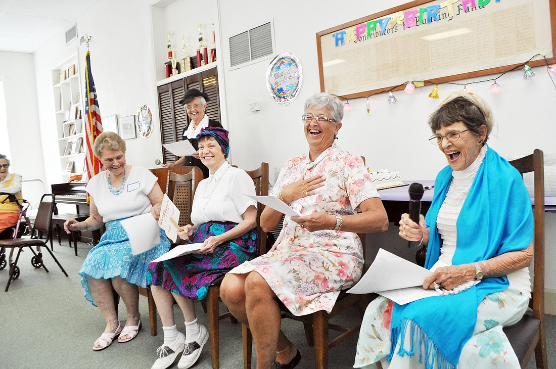 Mary Obrzut, Jean Batchelor, Jane Cate, Eileen Kleep and Sally Chagnon act out a skit based on the origins of the Flagler WomanÃ¢â‚¬â„¢s Club.