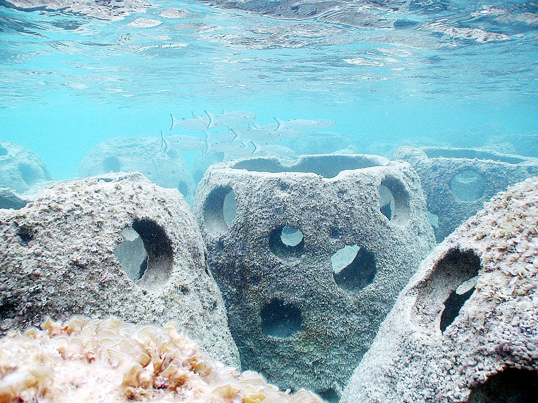 Reef balls have been installed in waters in the Cayman Islands.
