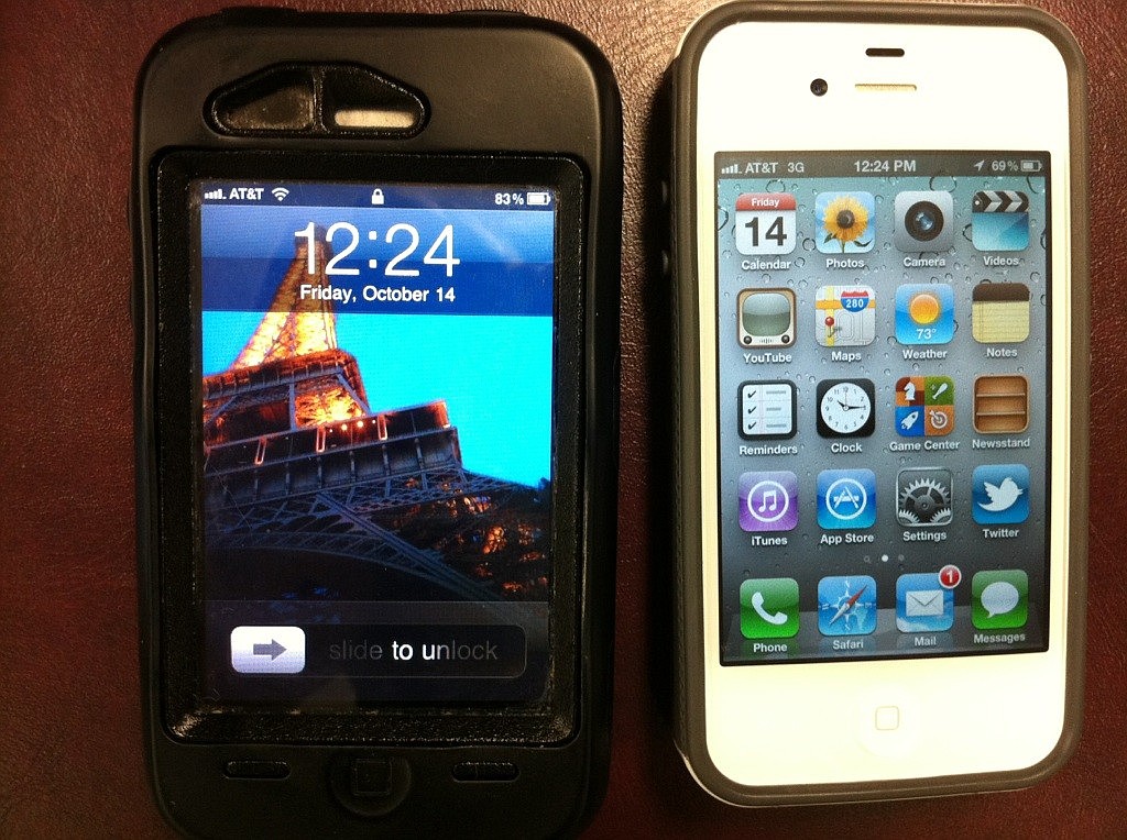 Then and now: the iPhone 3GS (left) vs. the iPhone 4S, which was released Friday worldwide.