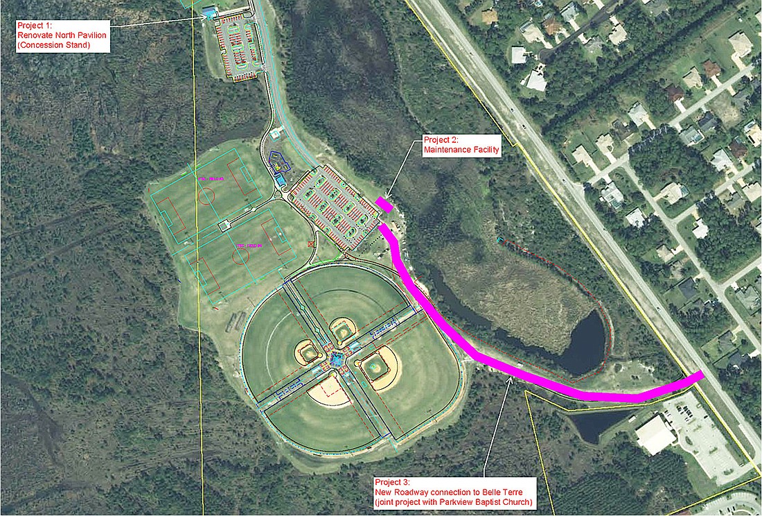 A second driveway to the Indian Trails Sports Complex will be constructed via a joint agreement with Parkview Baptist Church.