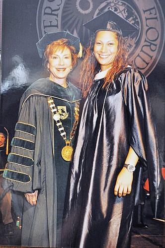 Dr. Judy Genshaft, president of the University of South Florida, and Bernice Lopez. COURTESY PHOTO