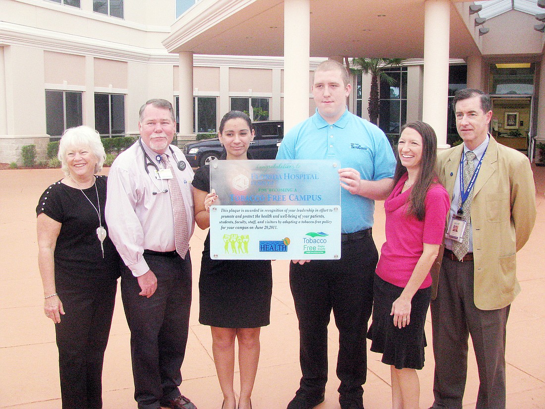 Theresa Williams, Flagler Department of Health and Tobacco Free Partnership liaison; Dr. Lawrence Burns, Florida Hospital Flagler; Melissa Boyles; Mike Locastro; Michelle Morrell; and Patrick Johnson, Flagler County Health Department. COURTESY PHOTO