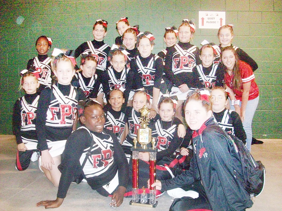 The Flagler County Pee Wee cheerleading team won fourth place in the Southeast region. COURTESY PHOTO